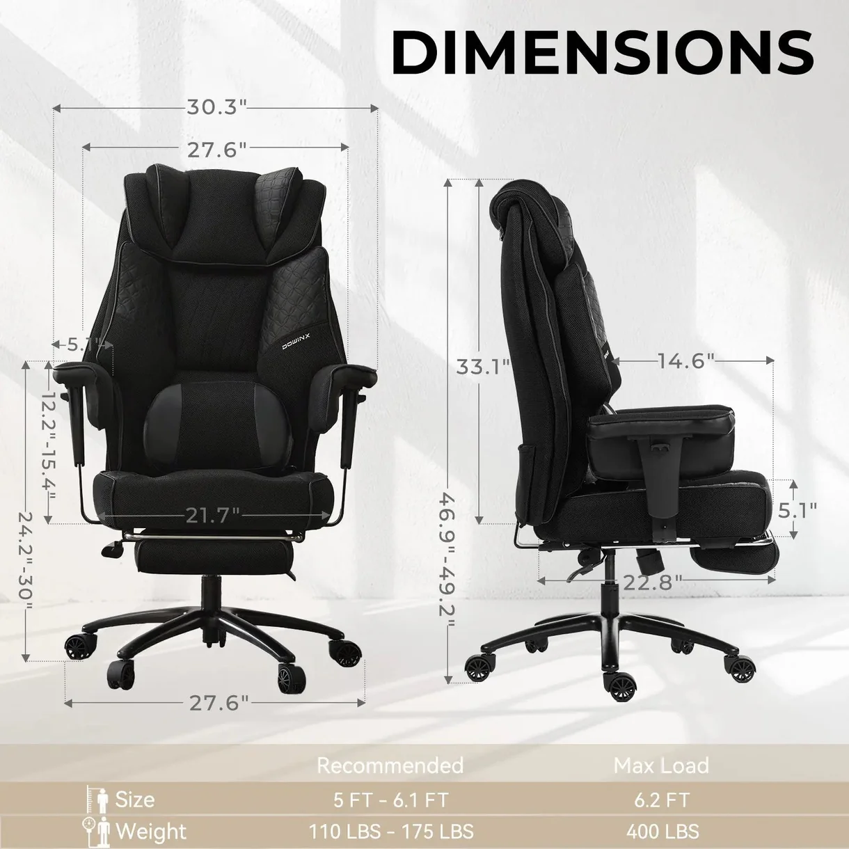 Dowinx Office Sofa Chair QL-66B3 Black 5