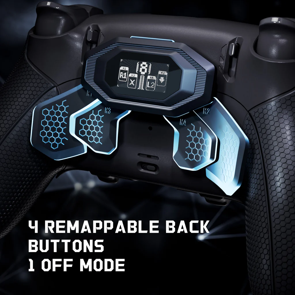 eXtremeRate BEYOND Back Paddles Kit with OLED Display & Redesigned Ergonomic Grips for PS5 Edge Controller - Rubberized Black - BYNEGU001 2