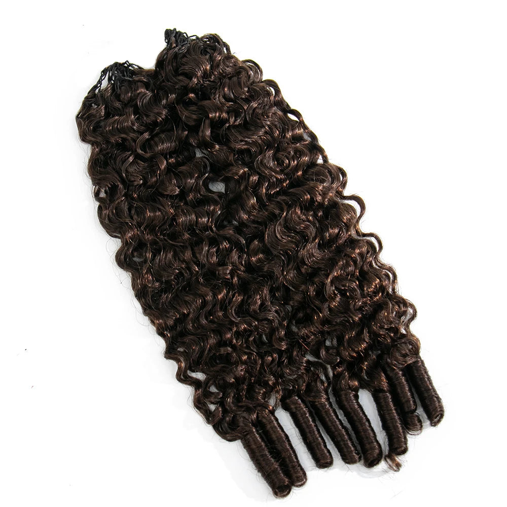 Eayon Hair Dark Brown Burmese Curly Crochet Human Hair Extensions 2