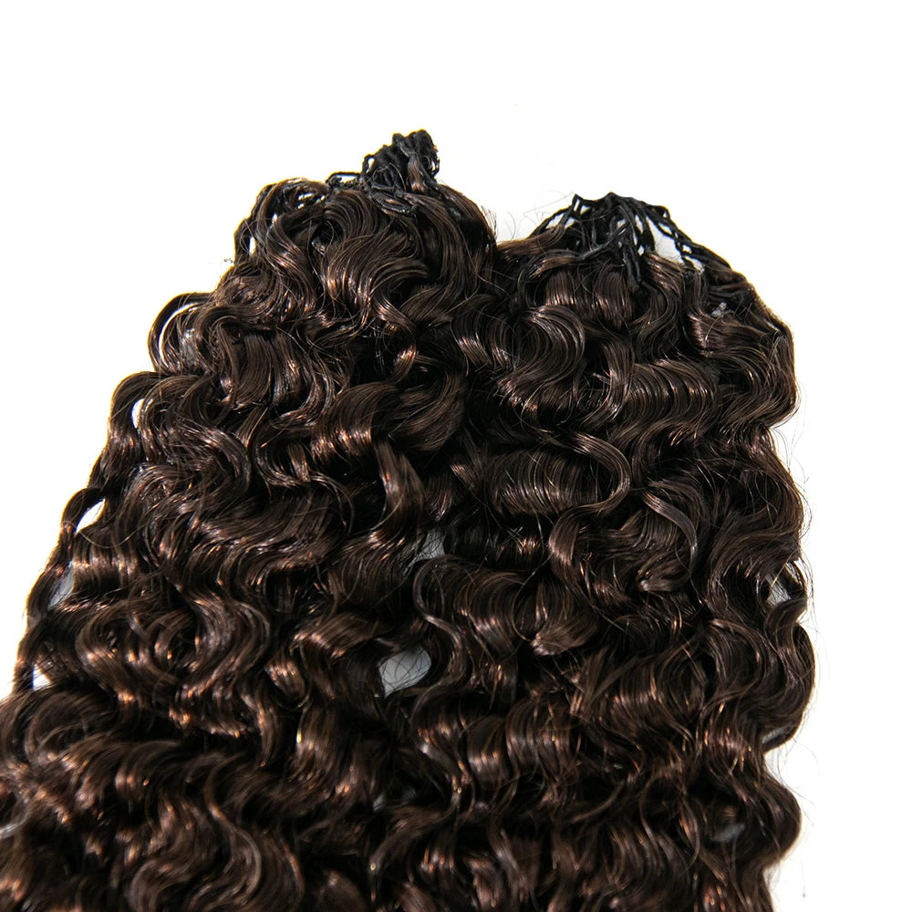 Eayon Hair Dark Brown Burmese Curly Crochet Human Hair Extensions 4