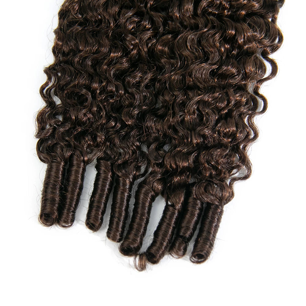 Eayon Hair Dark Brown Burmese Curly Crochet Human Hair Extensions 3