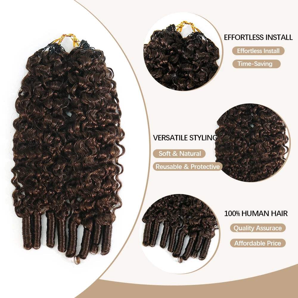 Eayon Hair Dark Brown Burmese Curly Crochet Human Hair Extensions 5