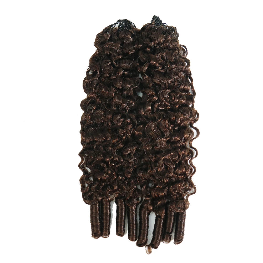 Eayon Hair Dark Brown Burmese Curly Crochet Human Hair Extensions 7