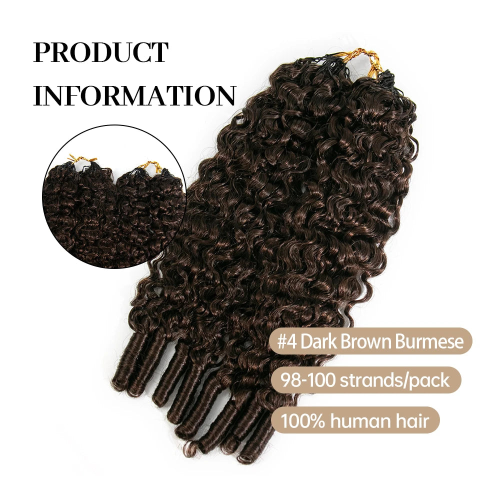 Eayon Hair Dark Brown Burmese Curly Crochet Human Hair Extensions 6