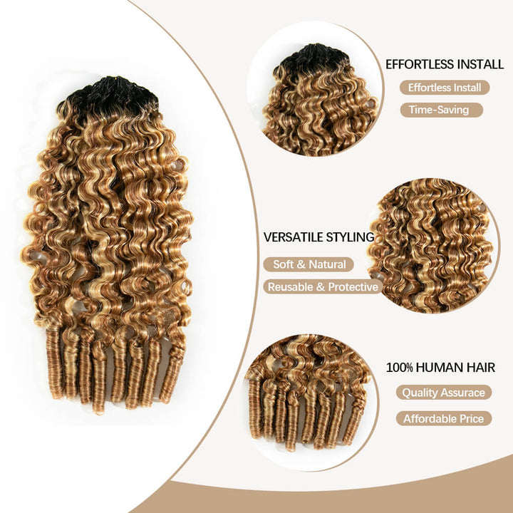 Eayon Hair T1B/27/30/613 Blonde Water Burmese Curly Crochet Human Hair 10