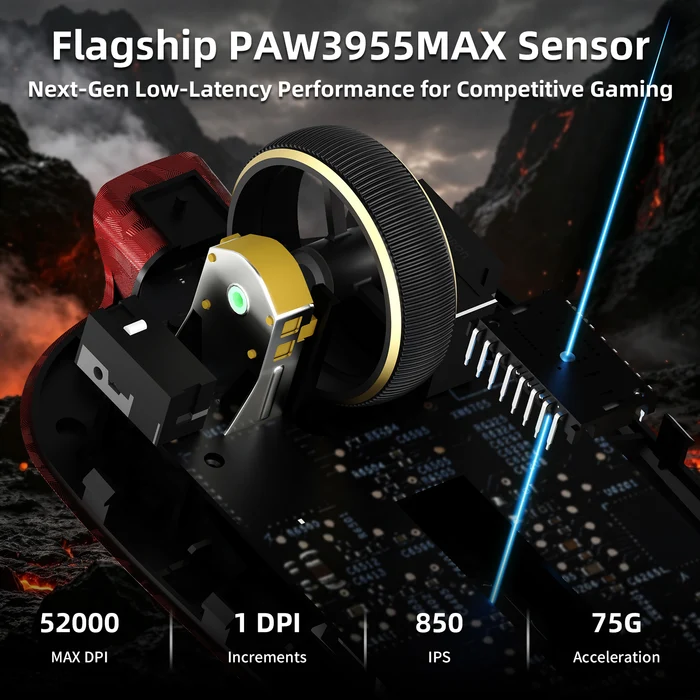 ATTACK SHARK RS3 ULTRA Carbon Fiber Wireless PAW3955MAX Gaming Mouse with C06 Ultra LED Cable 2