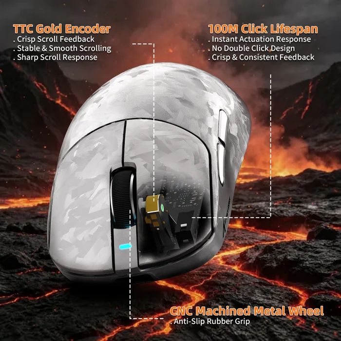 ATTACK SHARK RS3 ULTRA Carbon Fiber Wireless PAW3955MAX Gaming Mouse with C06 Ultra LED Cable 4