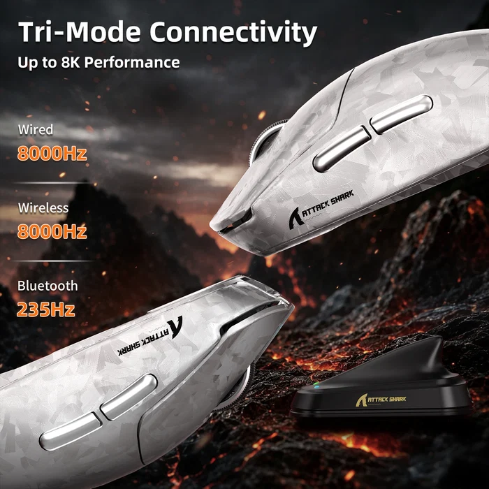 ATTACK SHARK RS3 ULTRA Carbon Fiber Wireless PAW3955MAX Gaming Mouse with C06 Ultra LED Cable 7