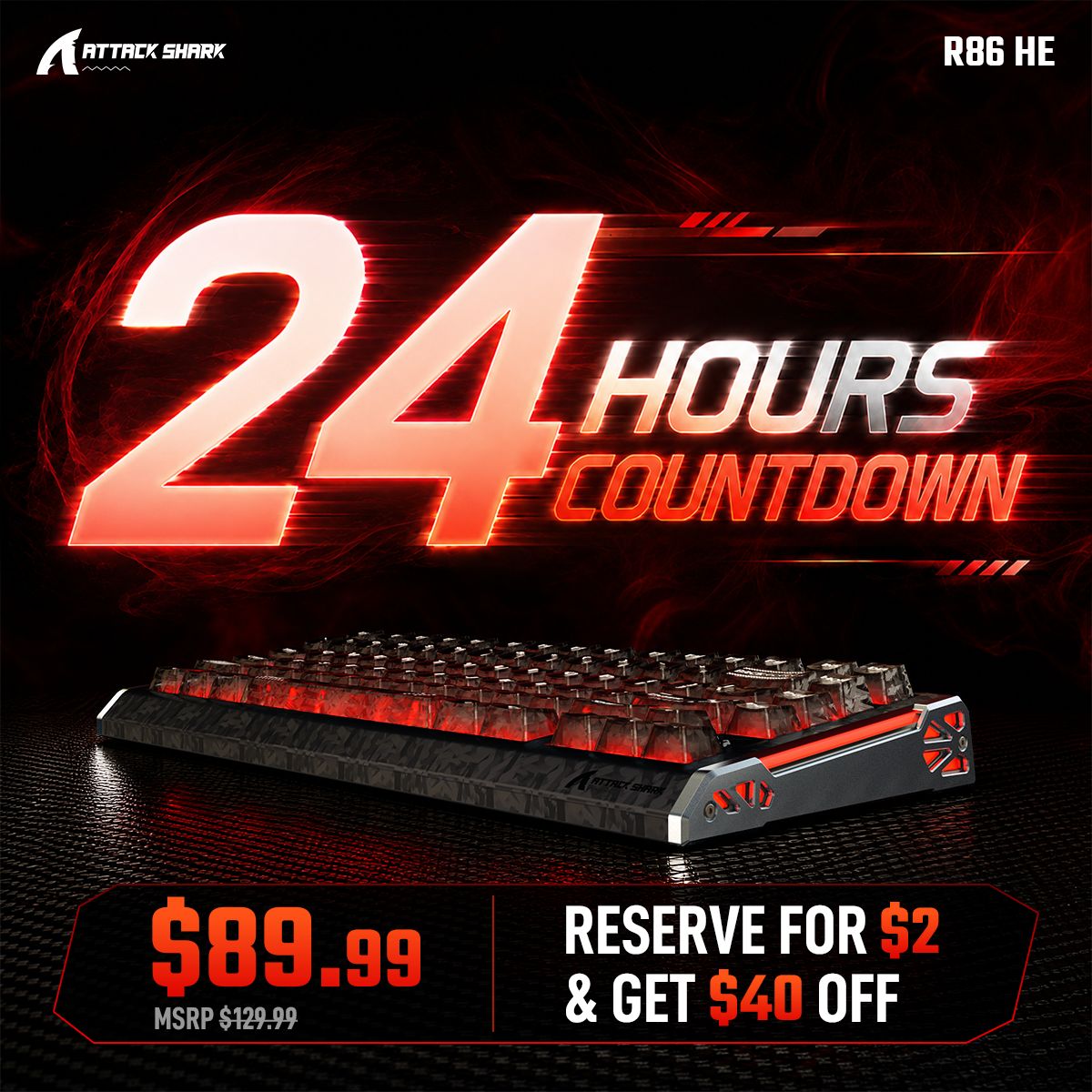 ATTACK SHARK R86 HE Carbon Fiber Rapid Trigger Keyboard Magnetic Switch
